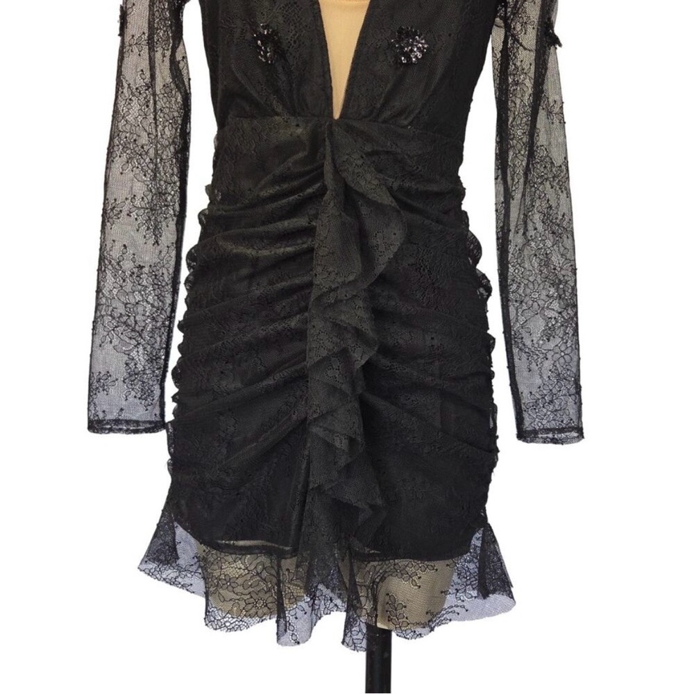 For Love And Lemons Daisy Black Lace Mini Dress M - Picture 5 of 10